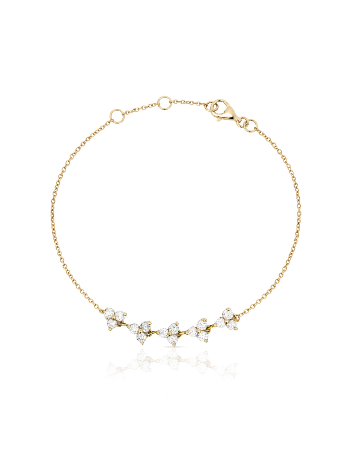 Tiny Trio Diamond Bar Bracelet 14K