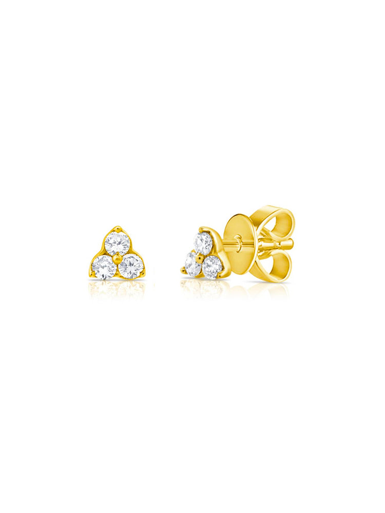 Teeny Trio Diamond Stud Earring 14K