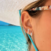 Triple Pear Stud Earrings 14K
