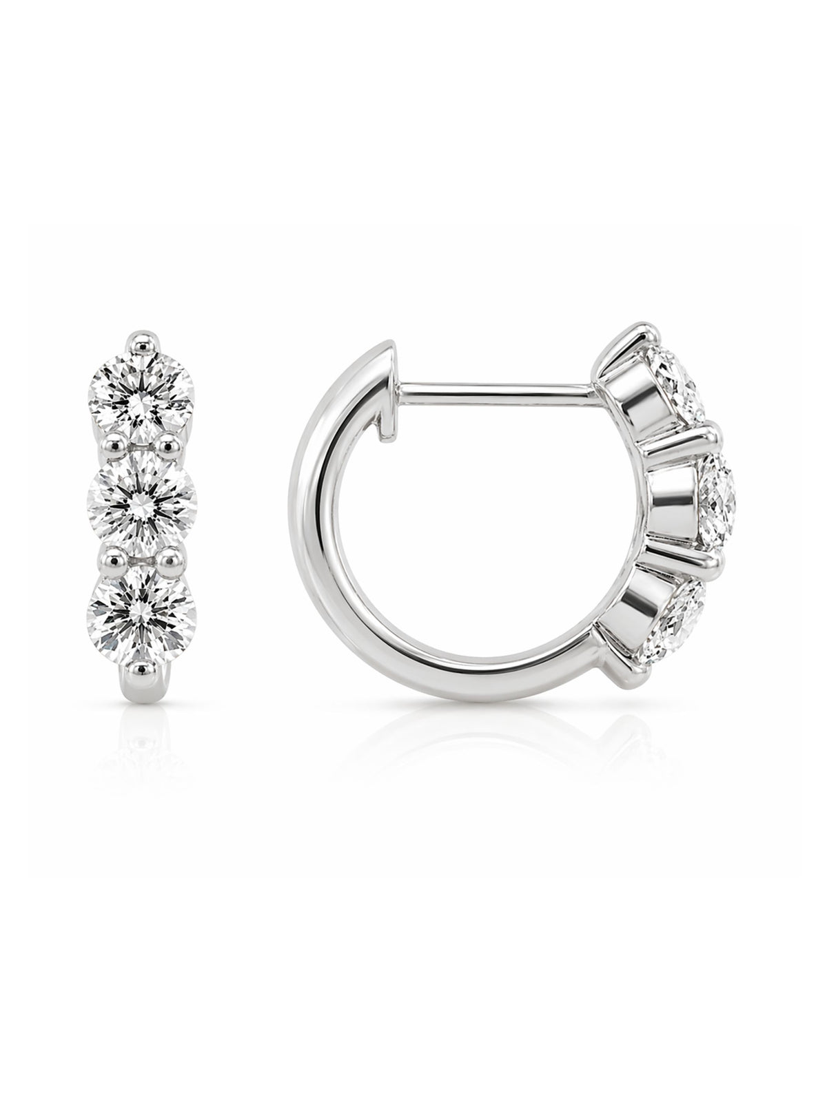 Triple Crown Diamond Huggie Earrings 14K