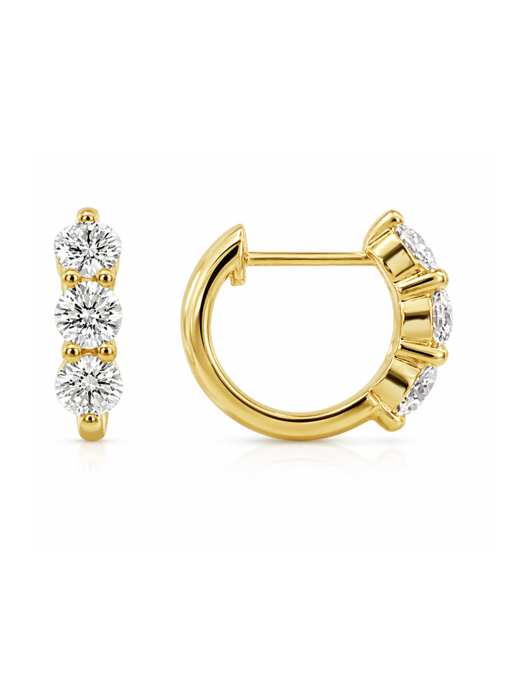 Triple Crown Diamond Huggie Earrings 14K