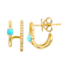 Katie Turquoise Double Bar Huggie Earring 14K