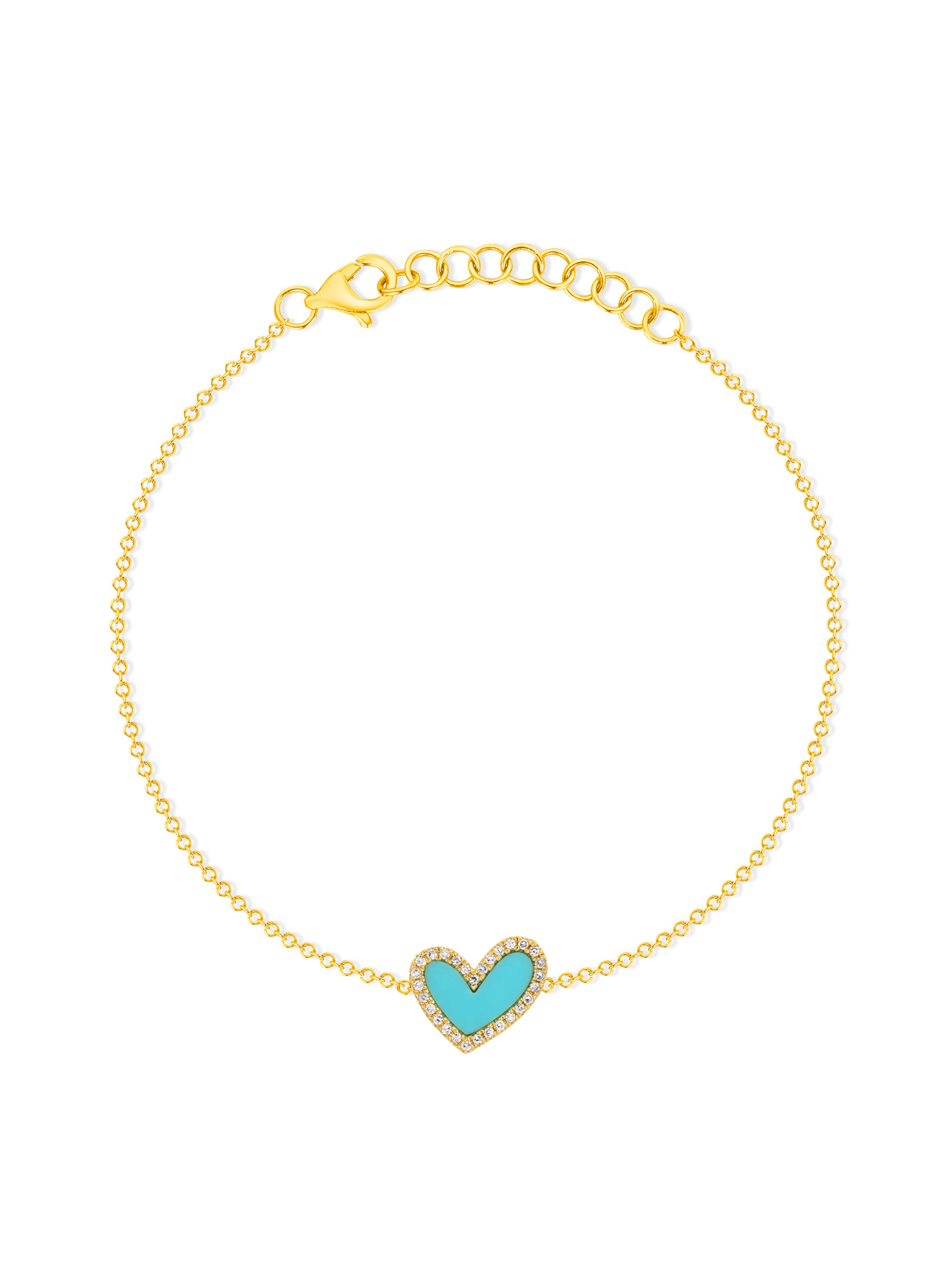 Hailey Heart Turquoise Bracelet 14K
