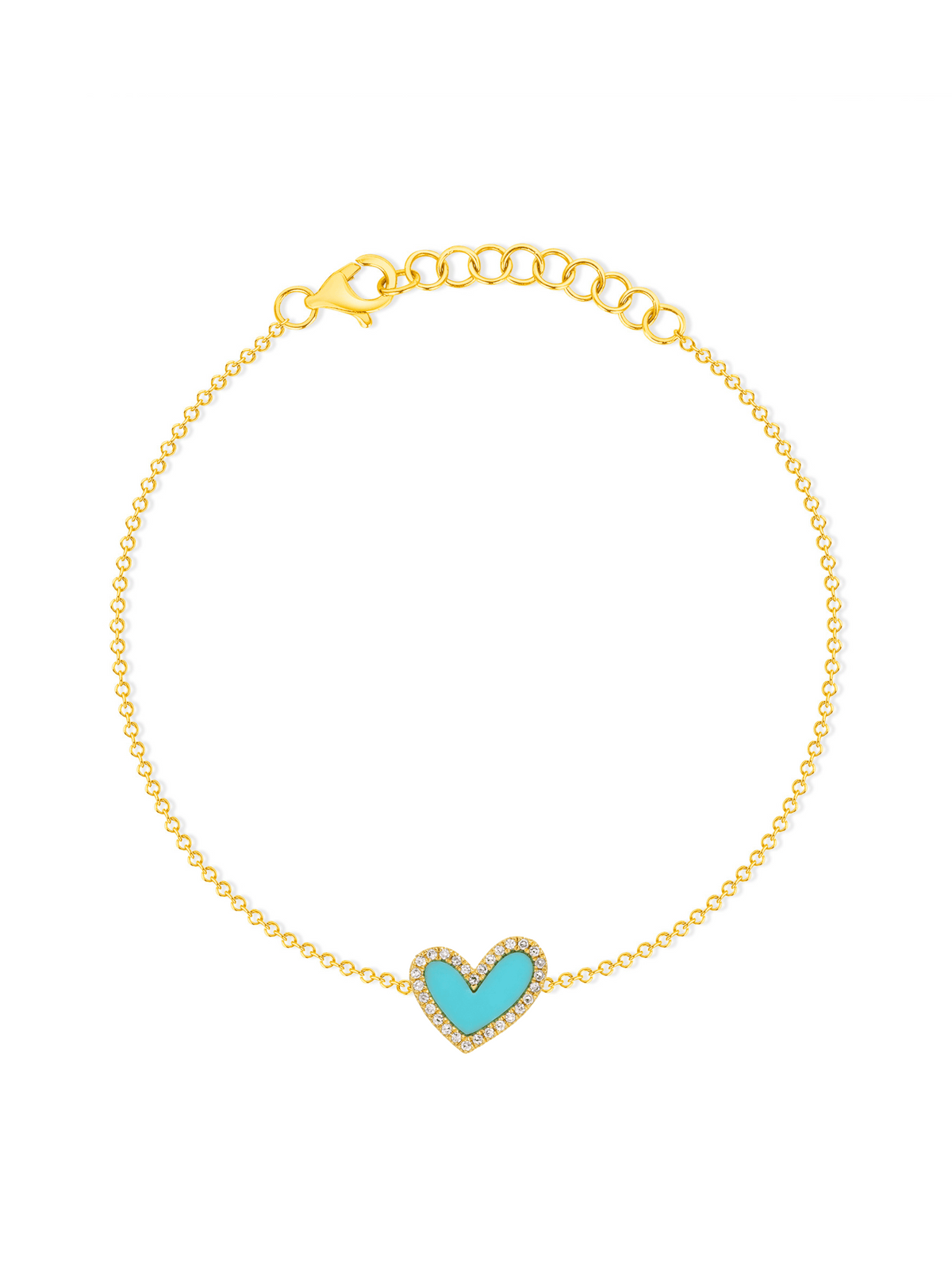 Hailey Heart Turquoise Bracelet 14K