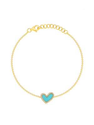 Hailey Heart Turquoise Bracelet 14K