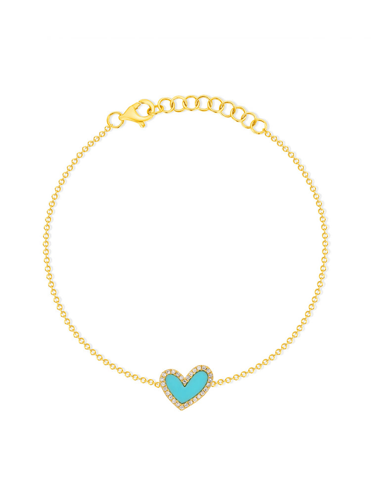 Hailey Heart Turquoise Bracelet 14K