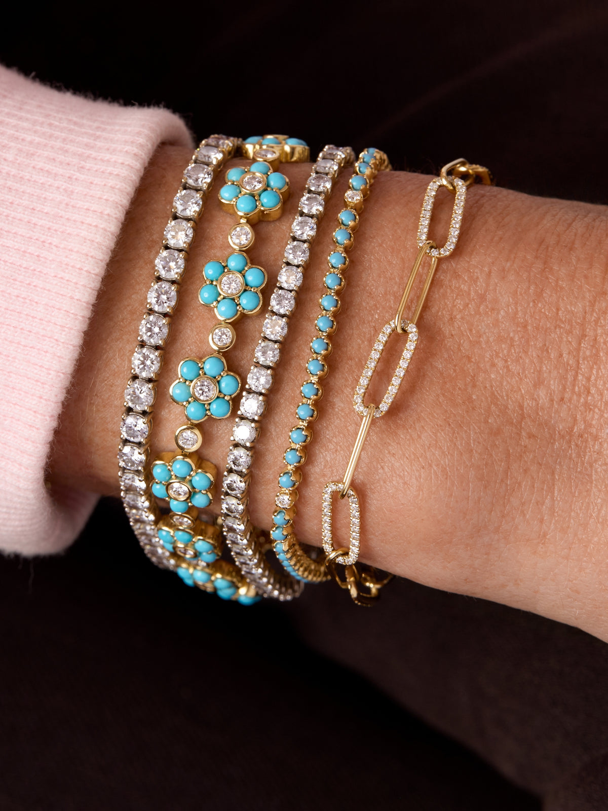 Tyler Turquoise and Diamond Tennis Bracelet 14K