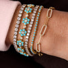 Flower Tennis Bracelet - Turquoise 14K