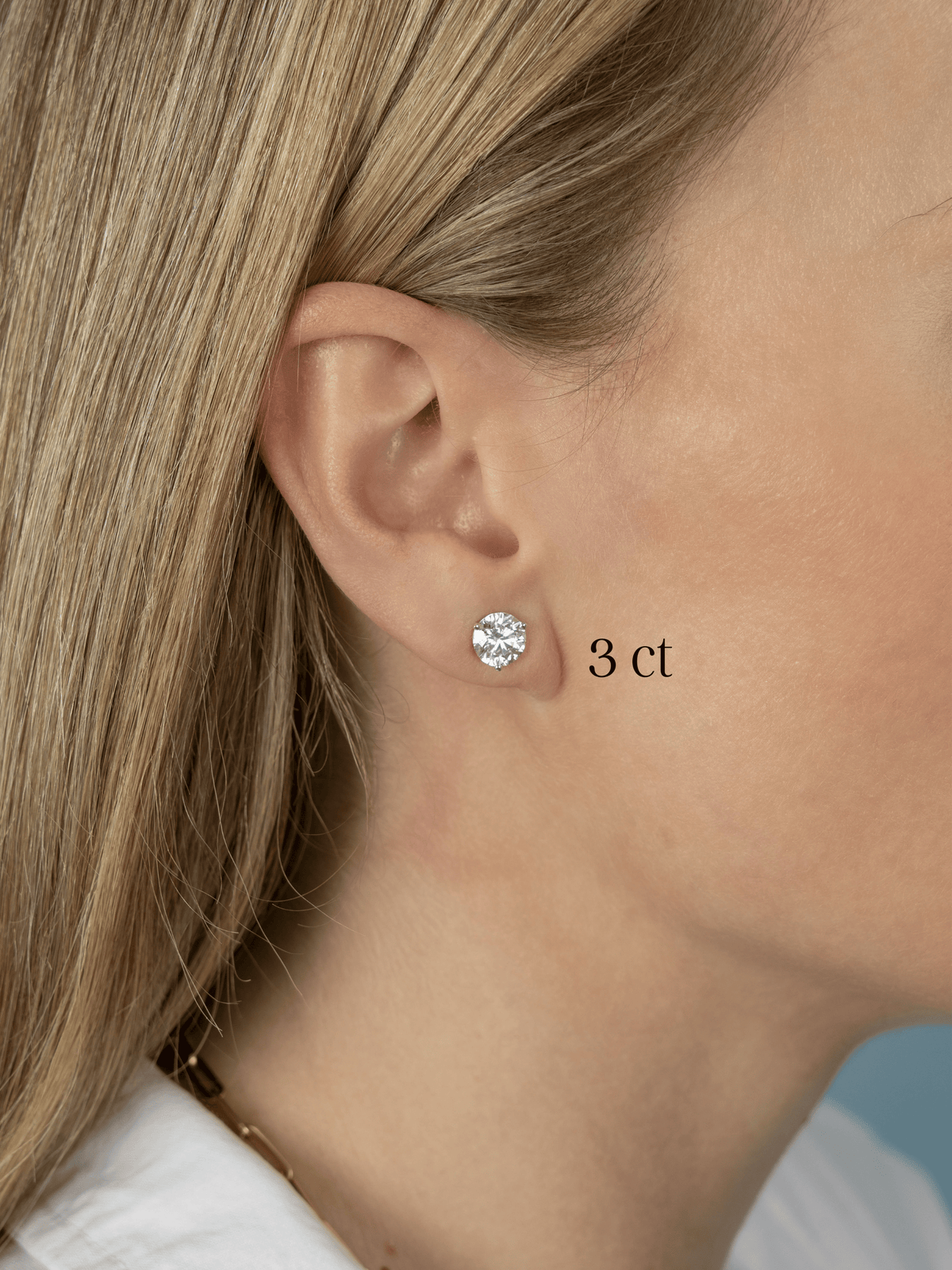 Round Lab Diamond Studs 14K