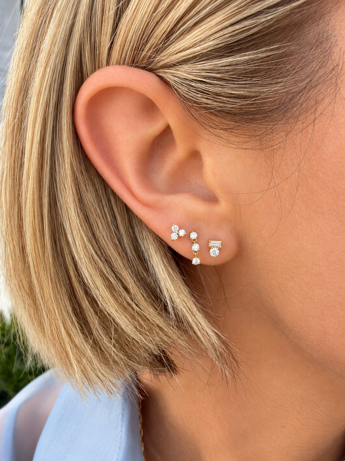 Vivi Mixed Shape Stud Earrings 14K