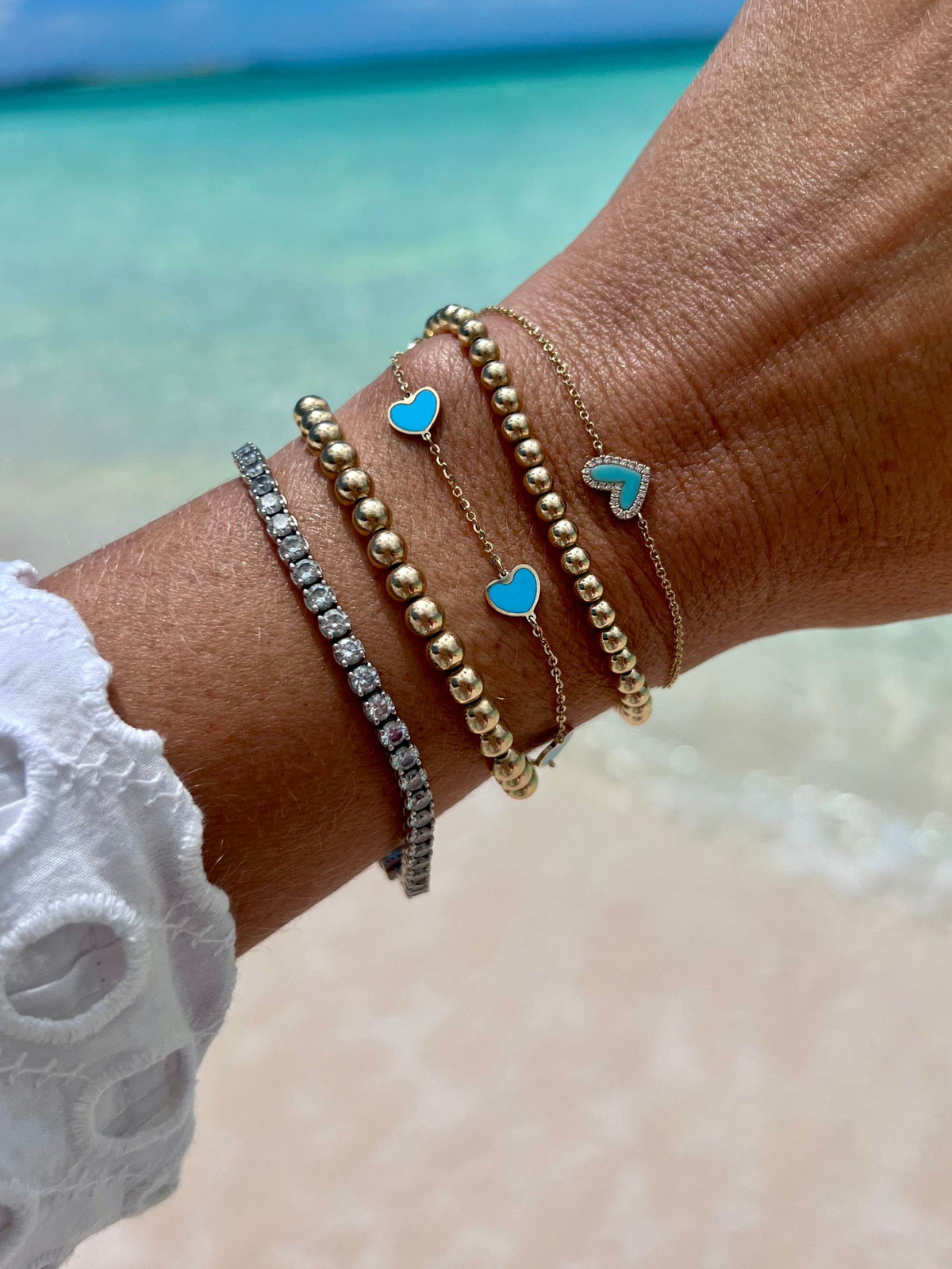 Endless Heart Turquoise Bracelet 14K