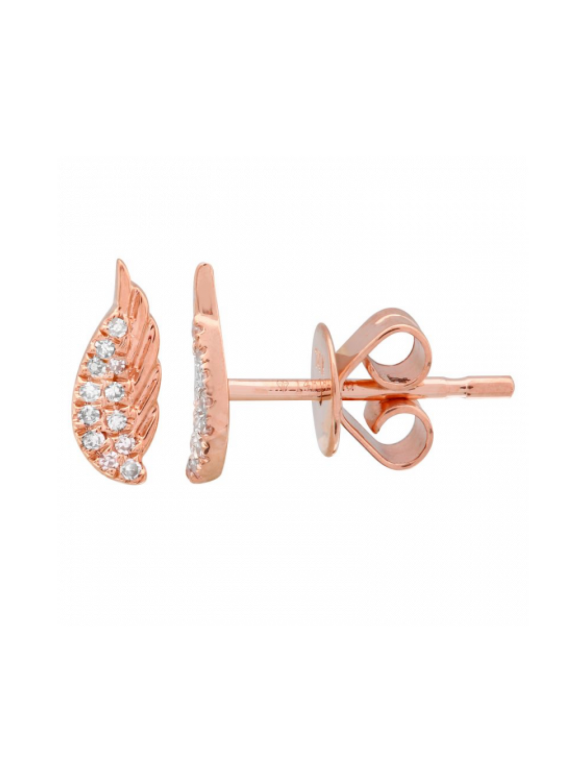 Angel Wing Stud Earrings 14K