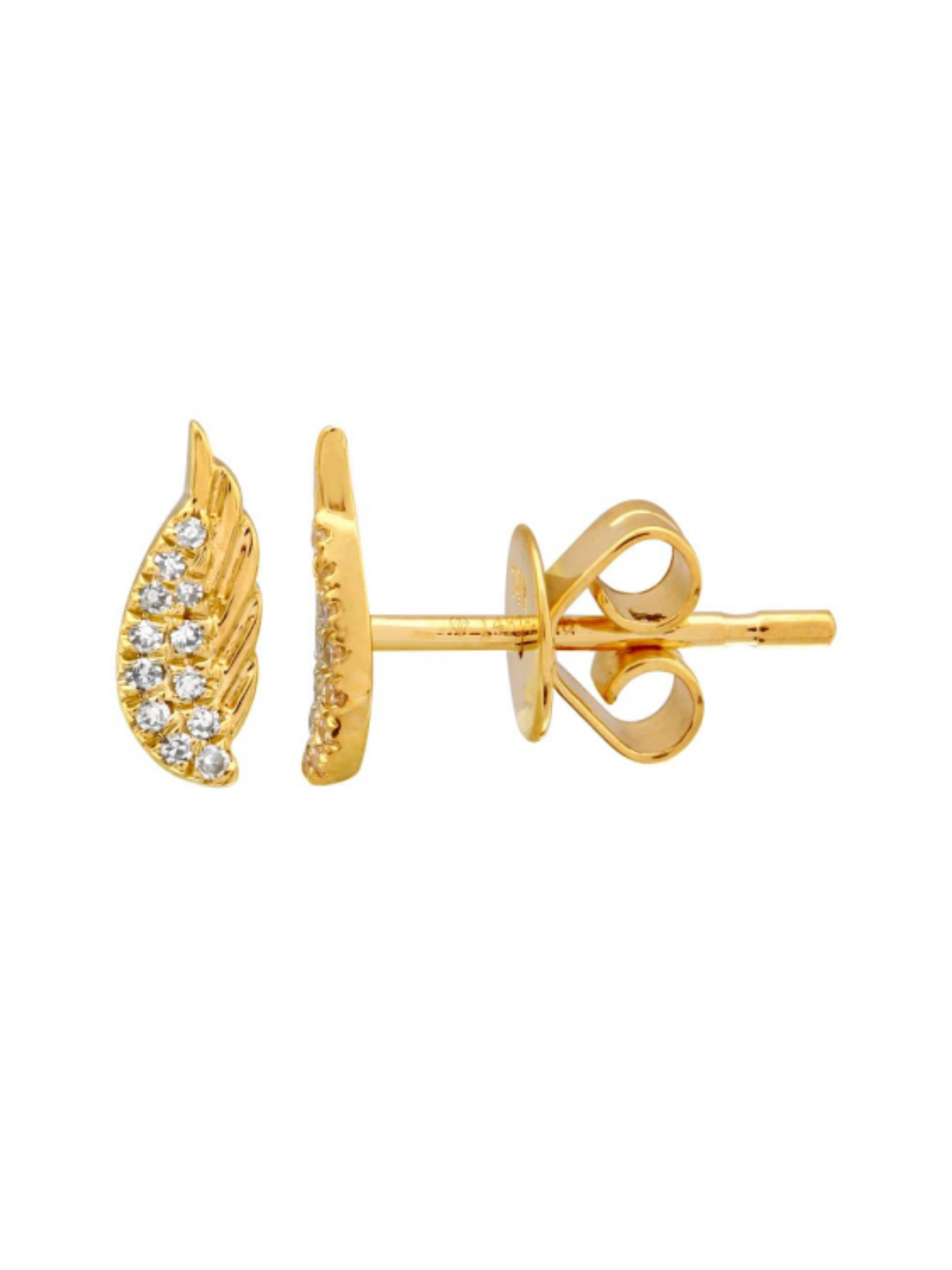 Angel Wing Stud Earrings 14K