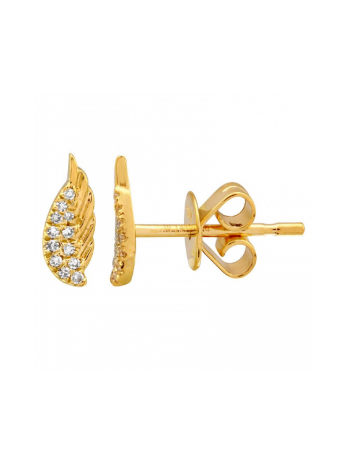 Angel Wing Stud Earrings 14K