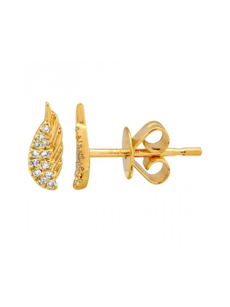 Angel Wing Stud Earrings 14K