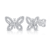 Baguette Diamond Butterfly Stud Earrings 14K - LeMel