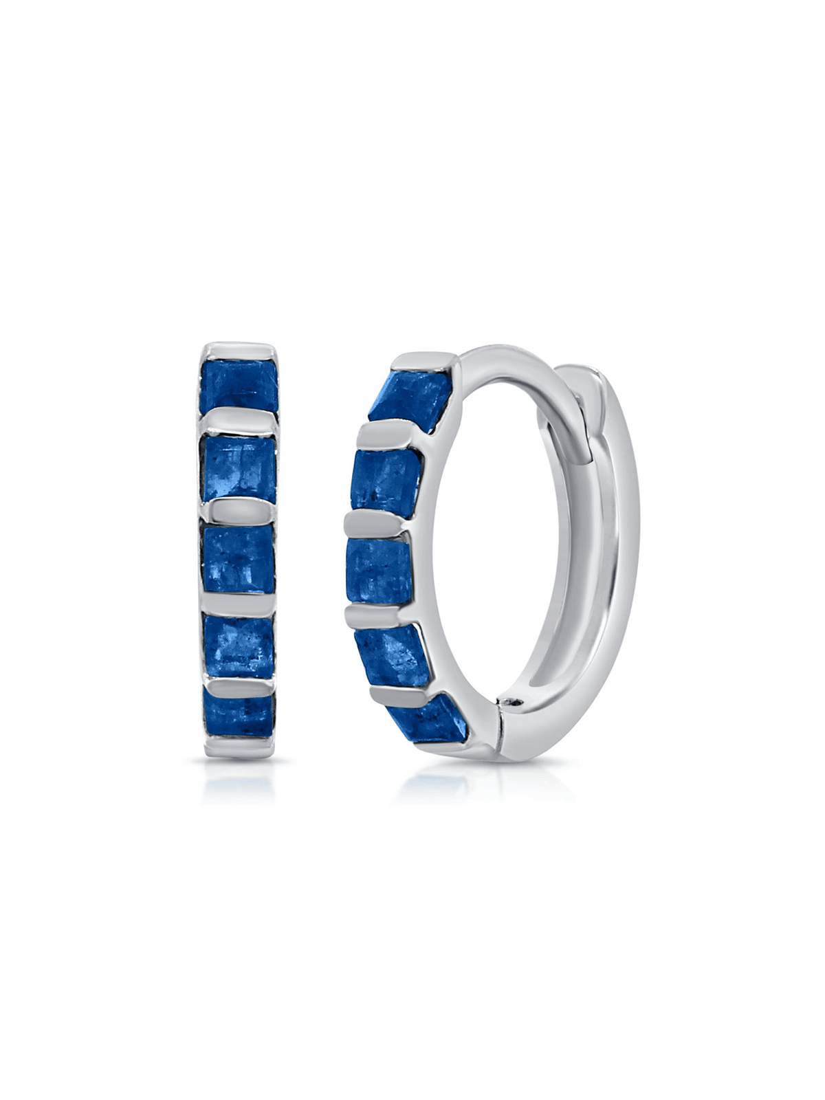 Erin Huggie Earrings - Blue Sapphire 14K