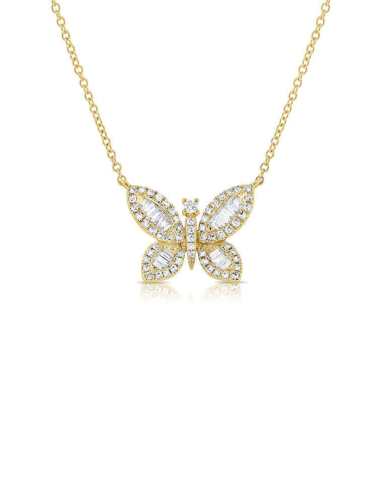 Butterfly Diamond Necklace 14K - Large