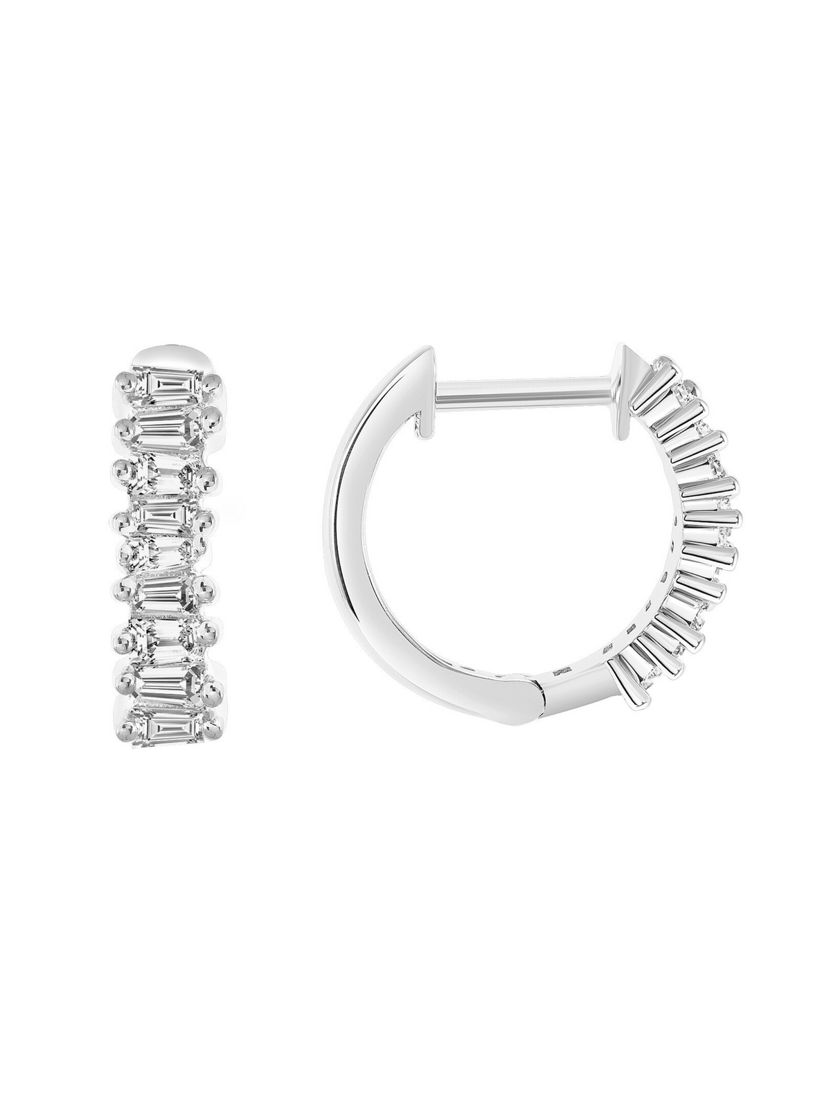 Brilliant Baguette Huggie Earring 14K