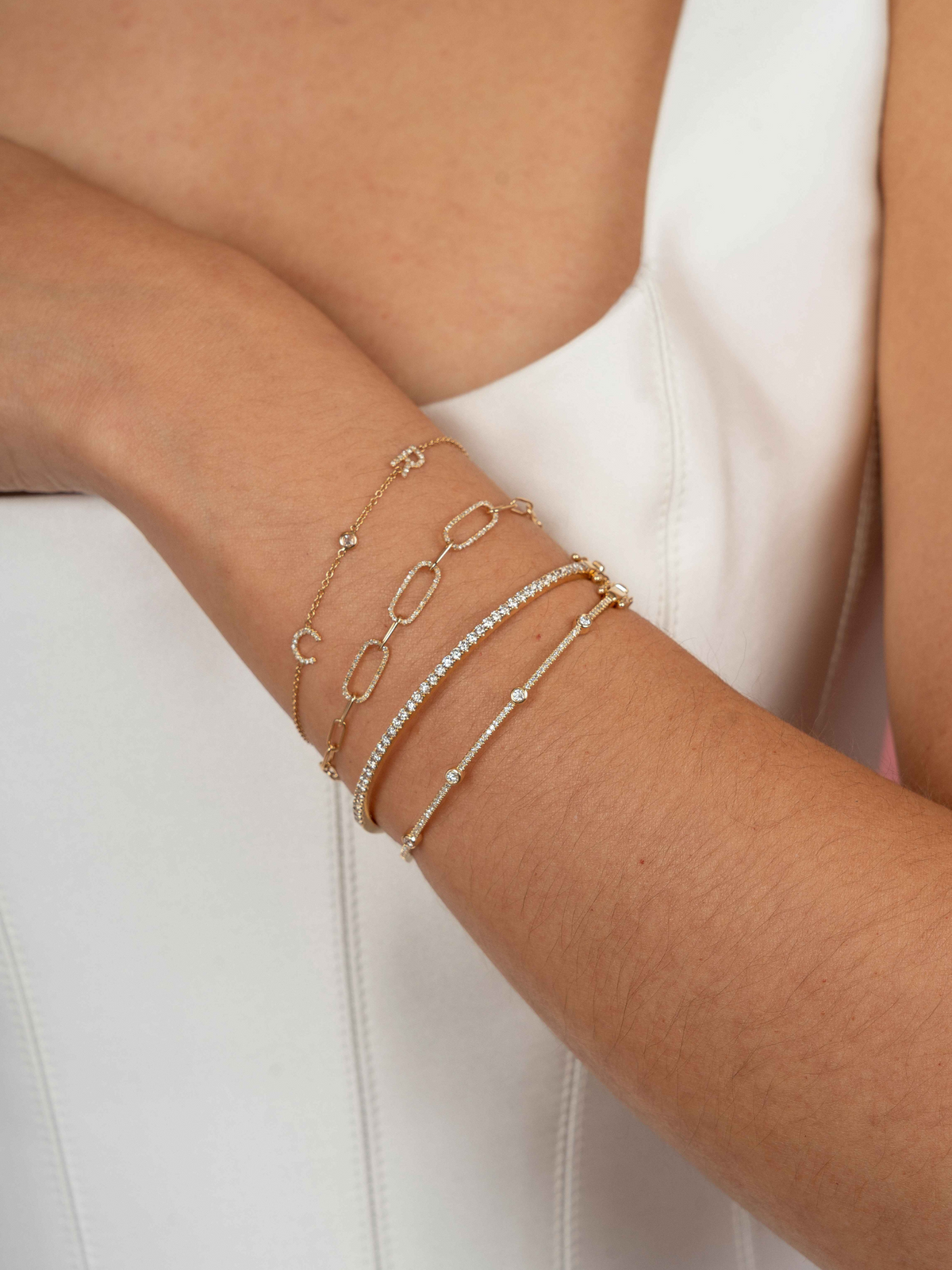 The Diamond Initial Bracelet 14K - 2 Letters