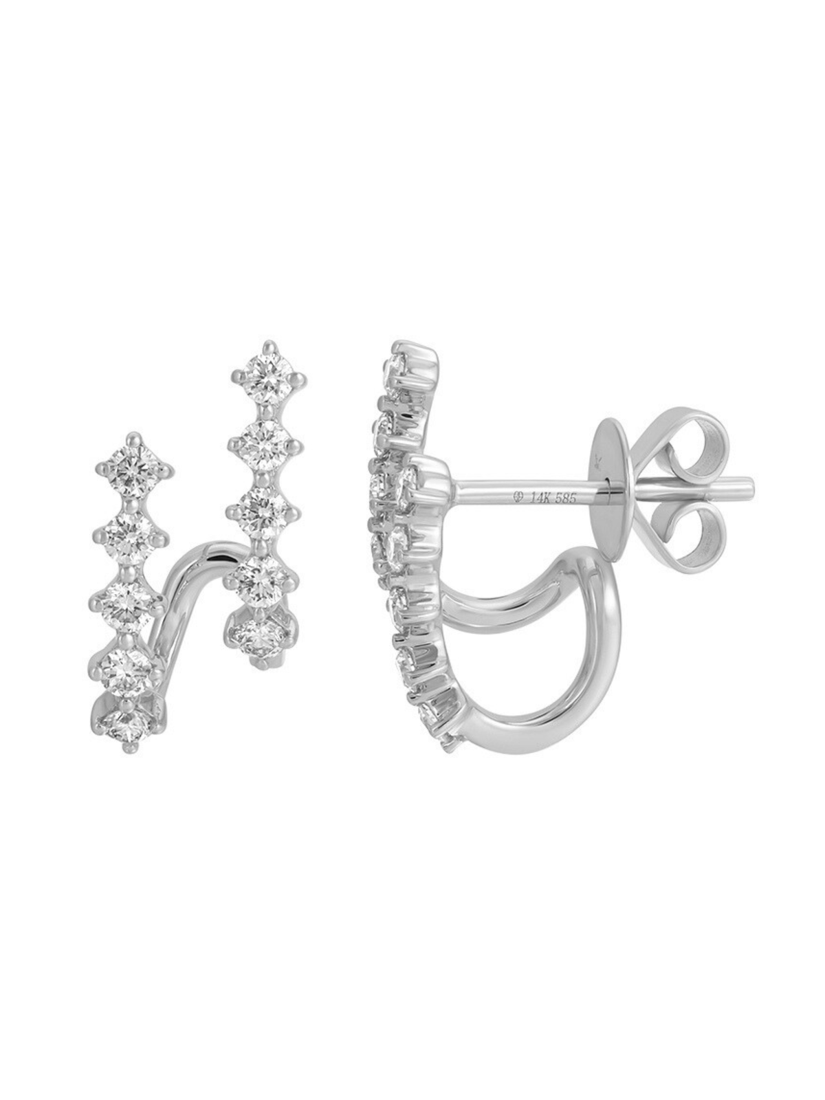 Bella Double Bar Diamond Huggie 14K