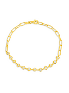 Bryn Bezel Diamond and Paperclip Chain Bracelet 14K