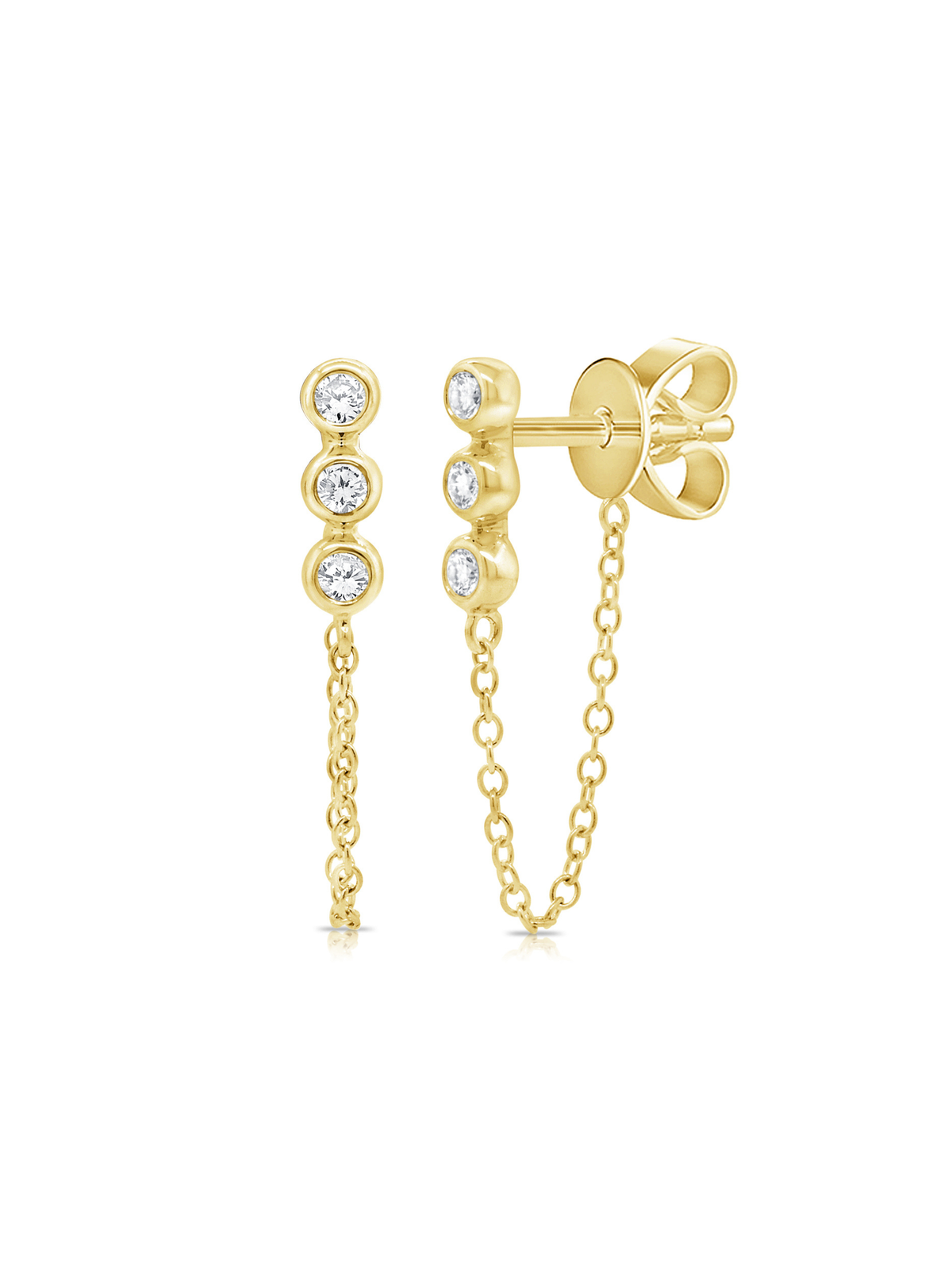 Arden Bezel Chain Earrings 14K