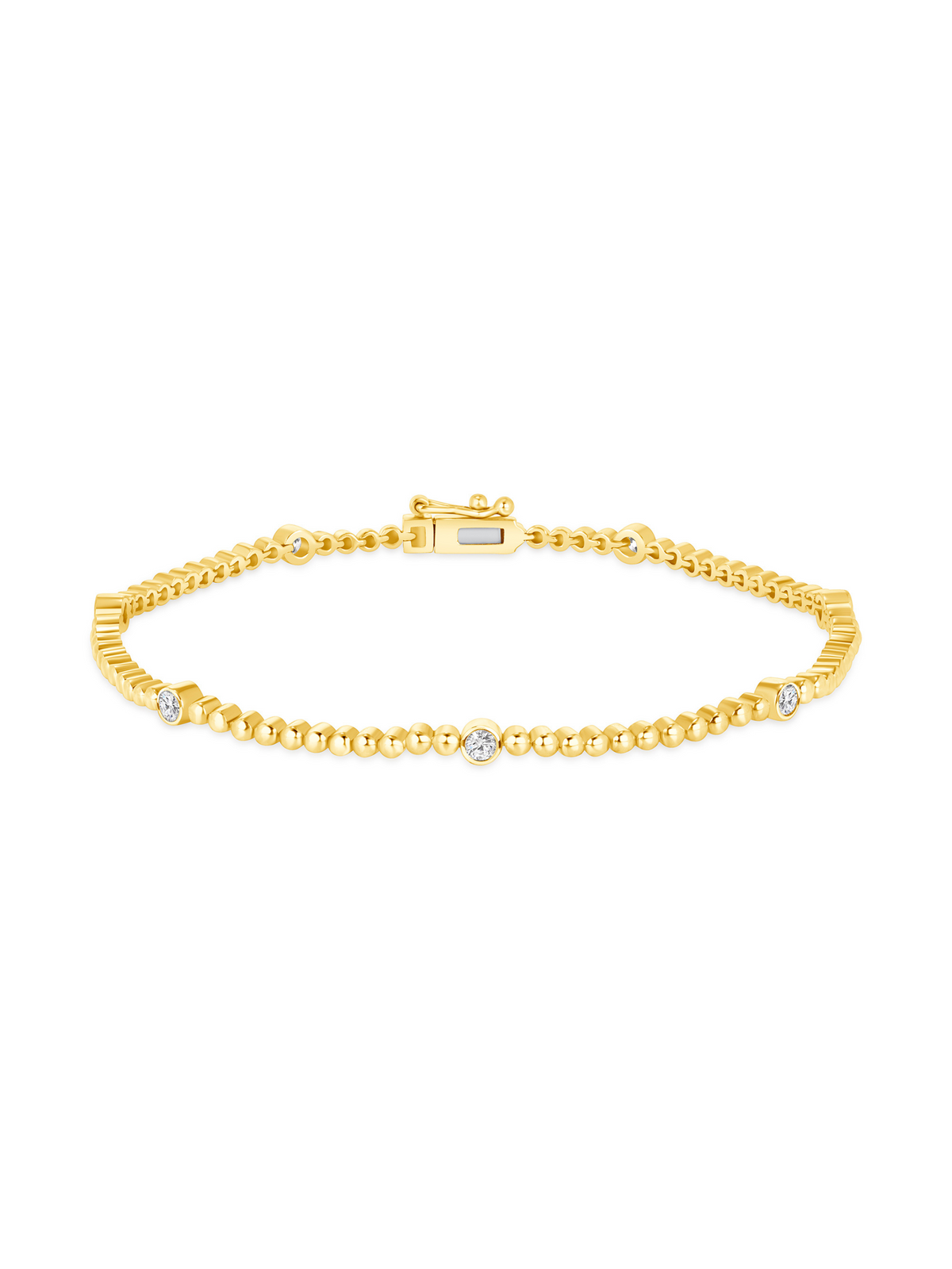 Jennie Diamond Bezel Beaded Bracelet 14K