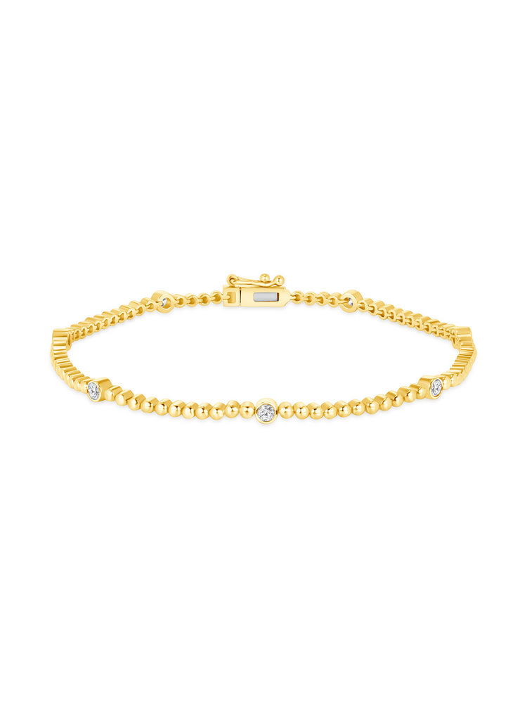 Jennie Diamond Bezel Beaded Bracelet 14K