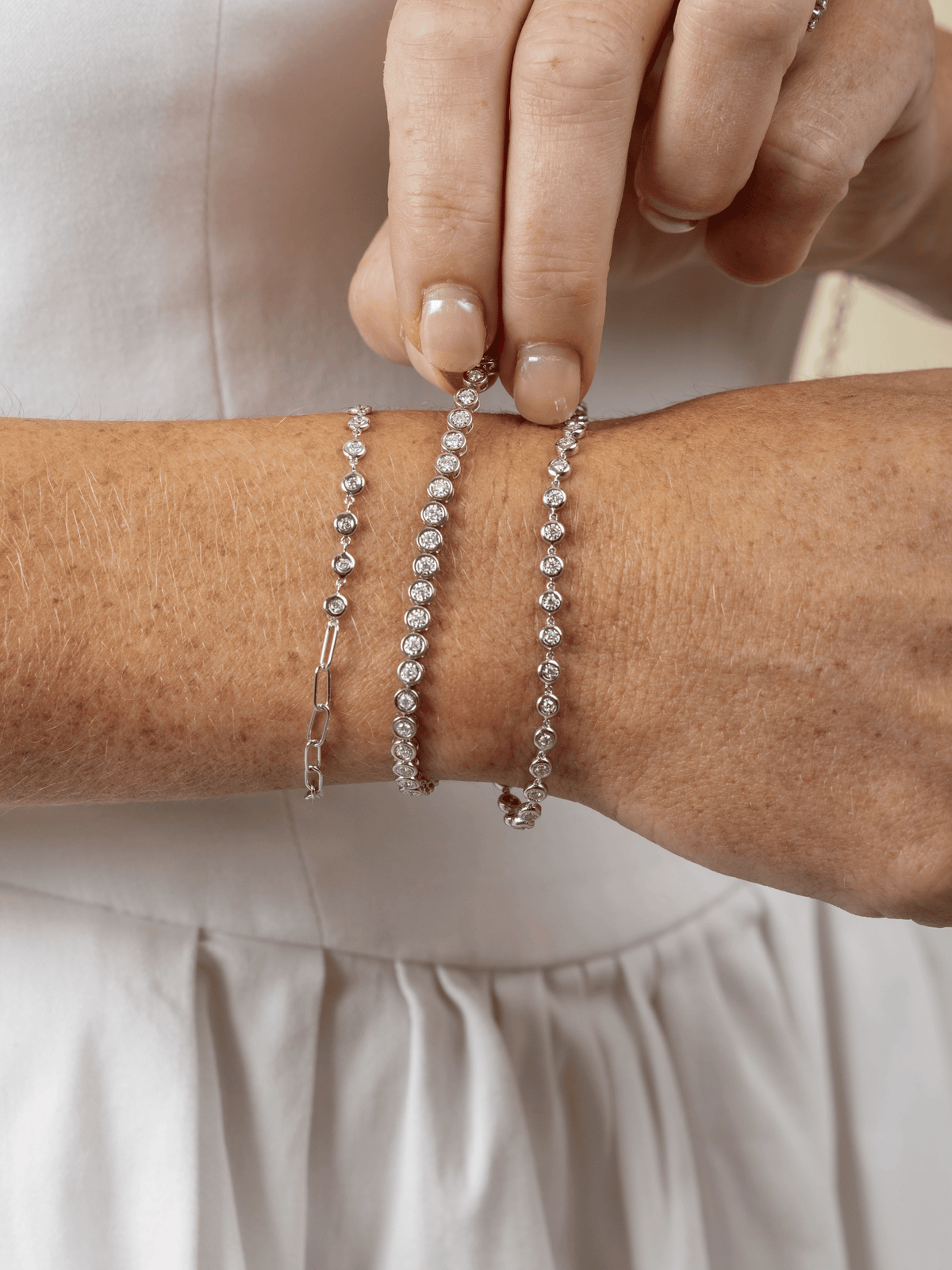 Bryn Bezel Diamond and Paperclip Chain Bracelet 14K