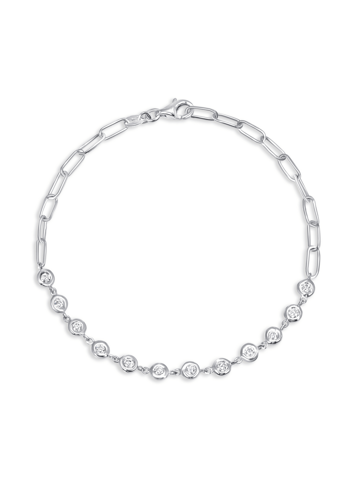 Bryn Bezel Diamond and Paperclip Chain Bracelet 14K