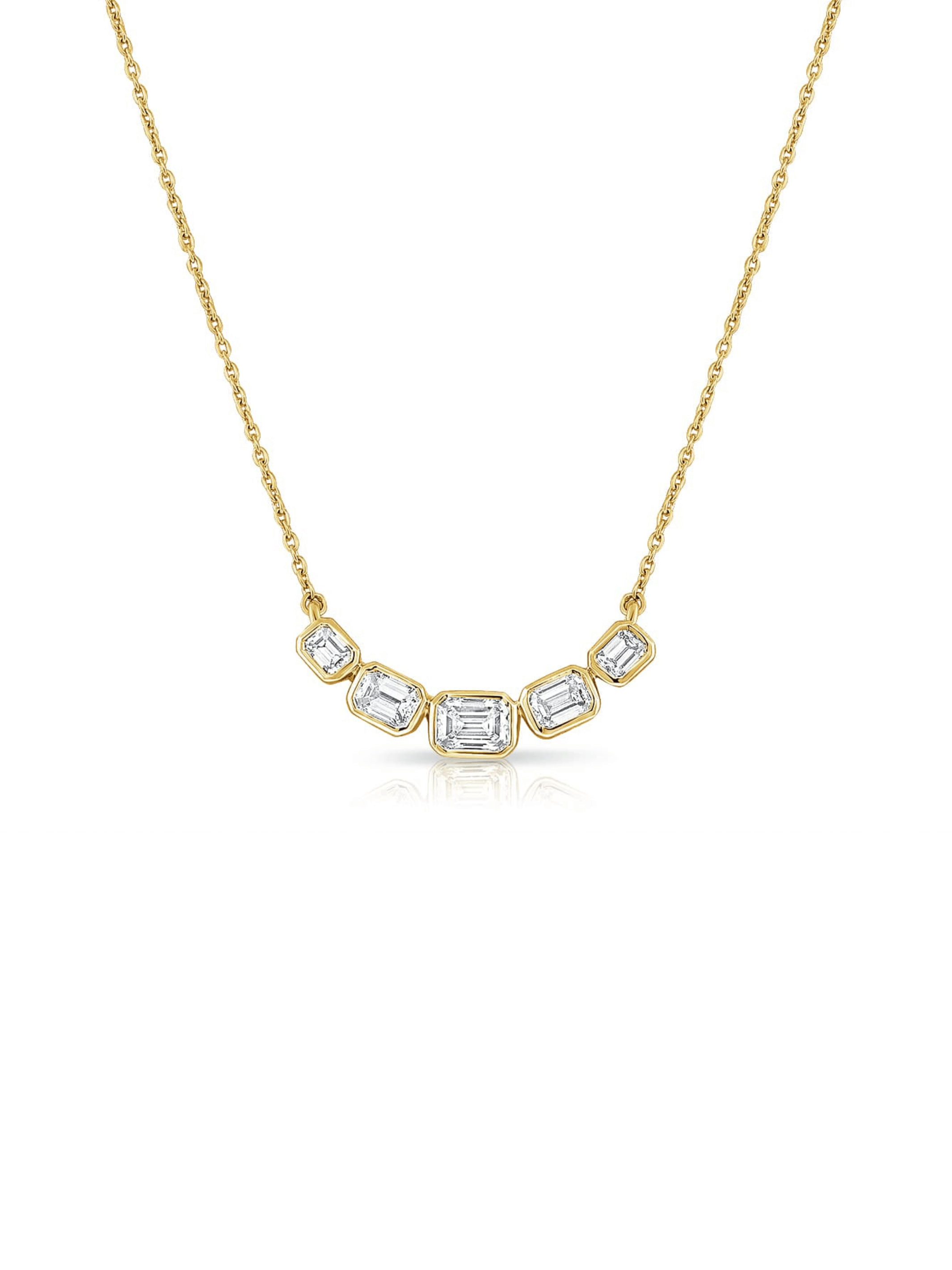 Emily Emerald Cut Diamond Necklace 14K