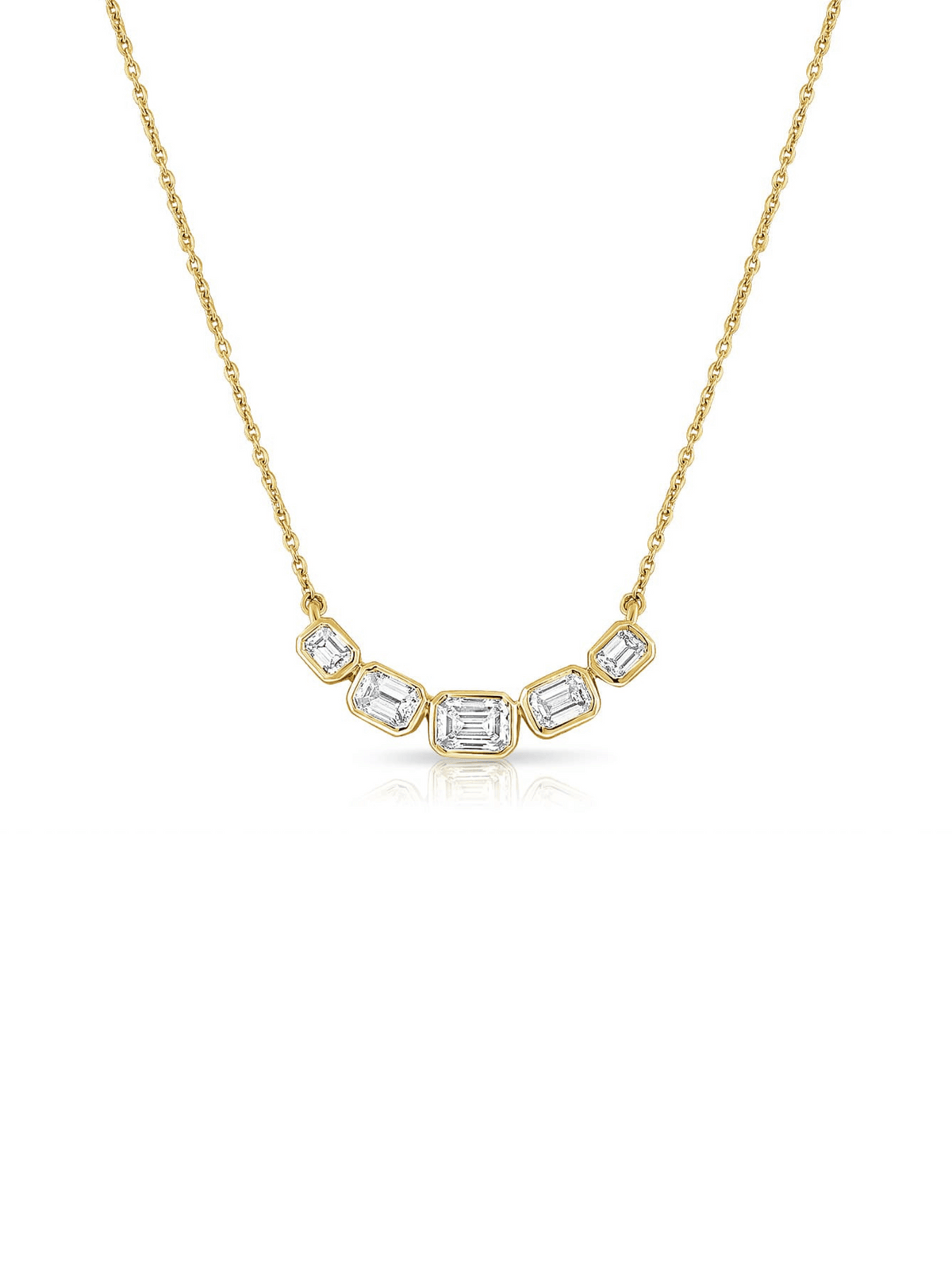 Emily Emerald Cut Diamond Necklace 14K