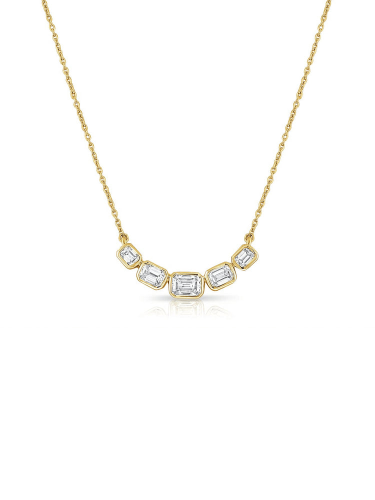 Emily Emerald Cut Diamond Necklace 14K