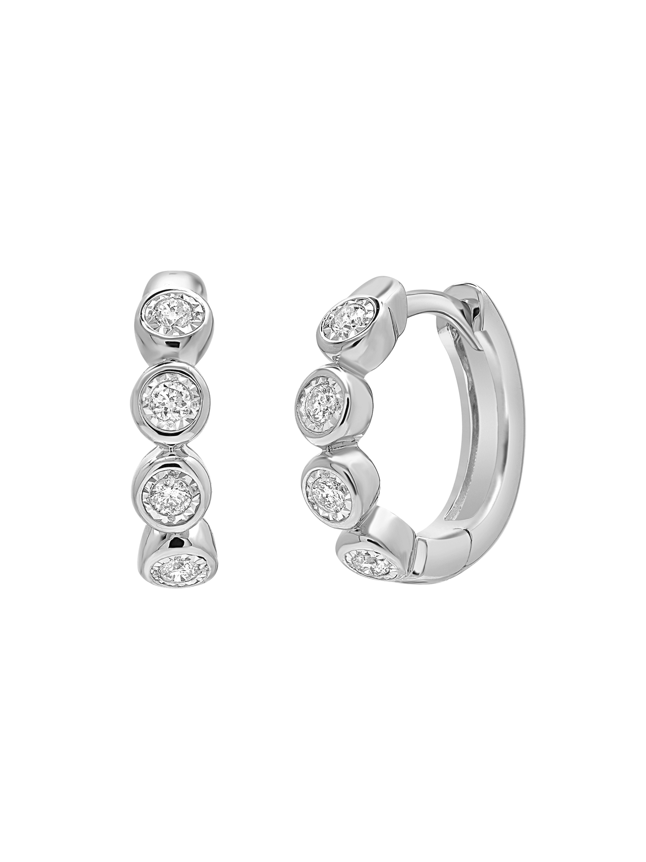 Bryn Bezel Diamond Huggie Earrings 14K