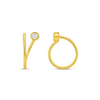 Bezel Hook Huggie Earrings 14K
