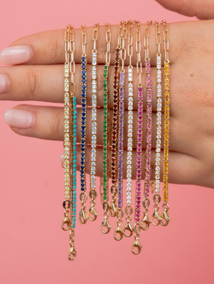 Birthstone Tennis Bracelet 14K