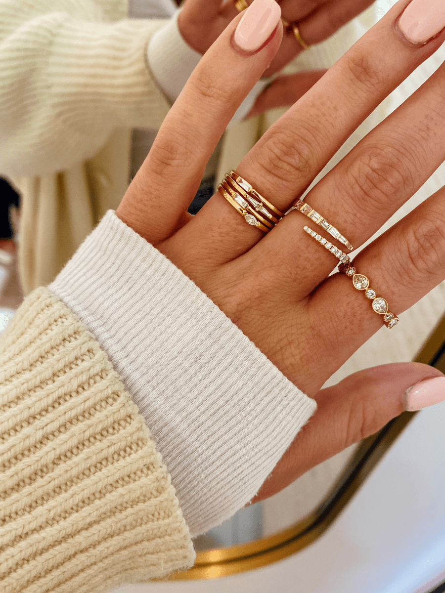 Bitsy Marquise Stack Ring 14K - LeMel