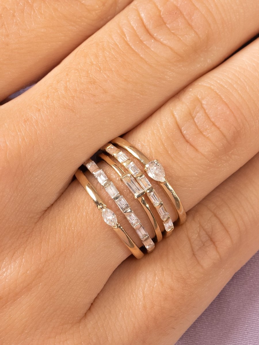 Bitsy Pear Stack Ring 14K - LeMel