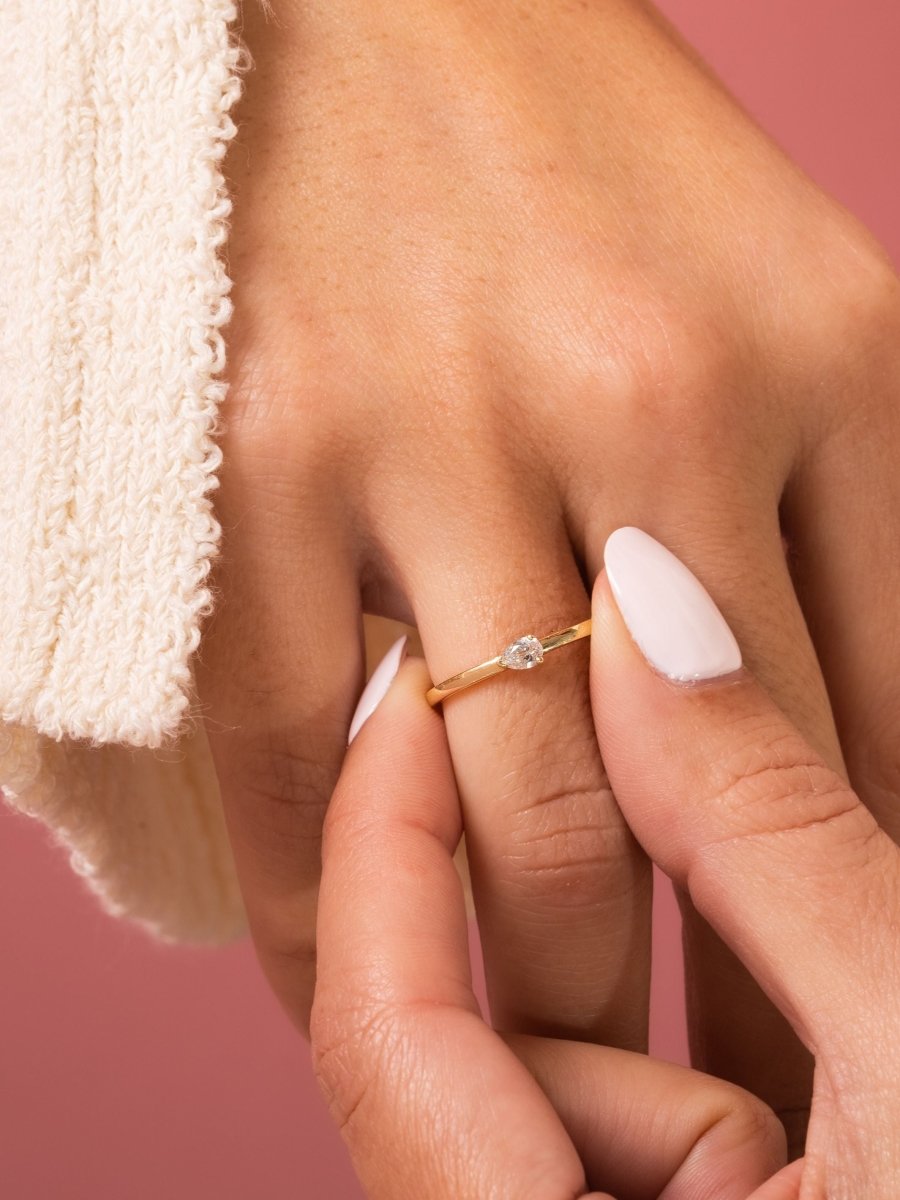 Bitsy Pear Stack Ring 14K - LeMel