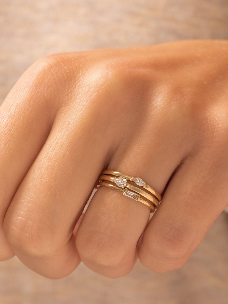 Bitsy Pear Stack Ring 14K - LeMel