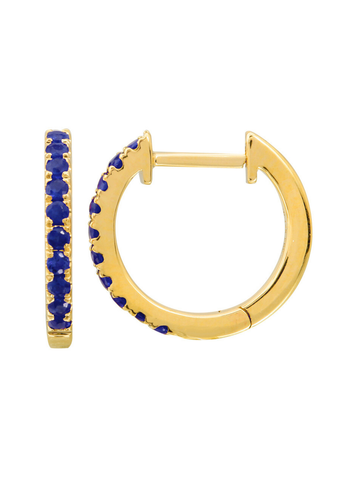 Blue Sapphire Huggie Earrings 14K
