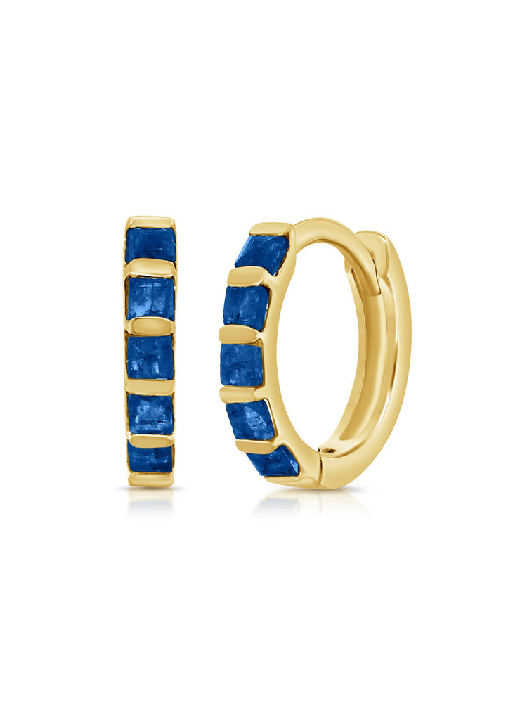 Erin Huggie Earrings - Blue Sapphire 14K