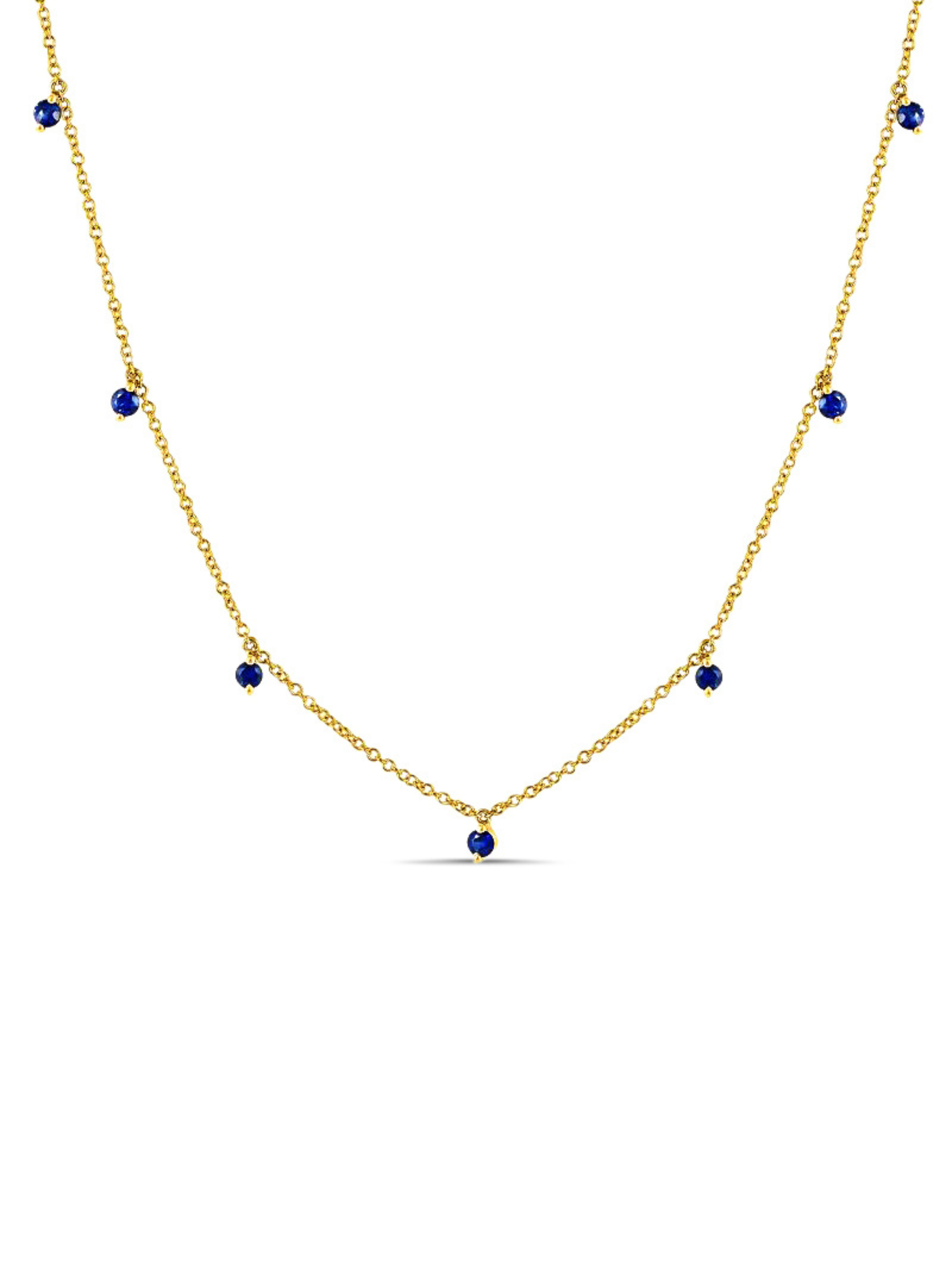The Dot Layering Necklace - Blue Sapphire 14K