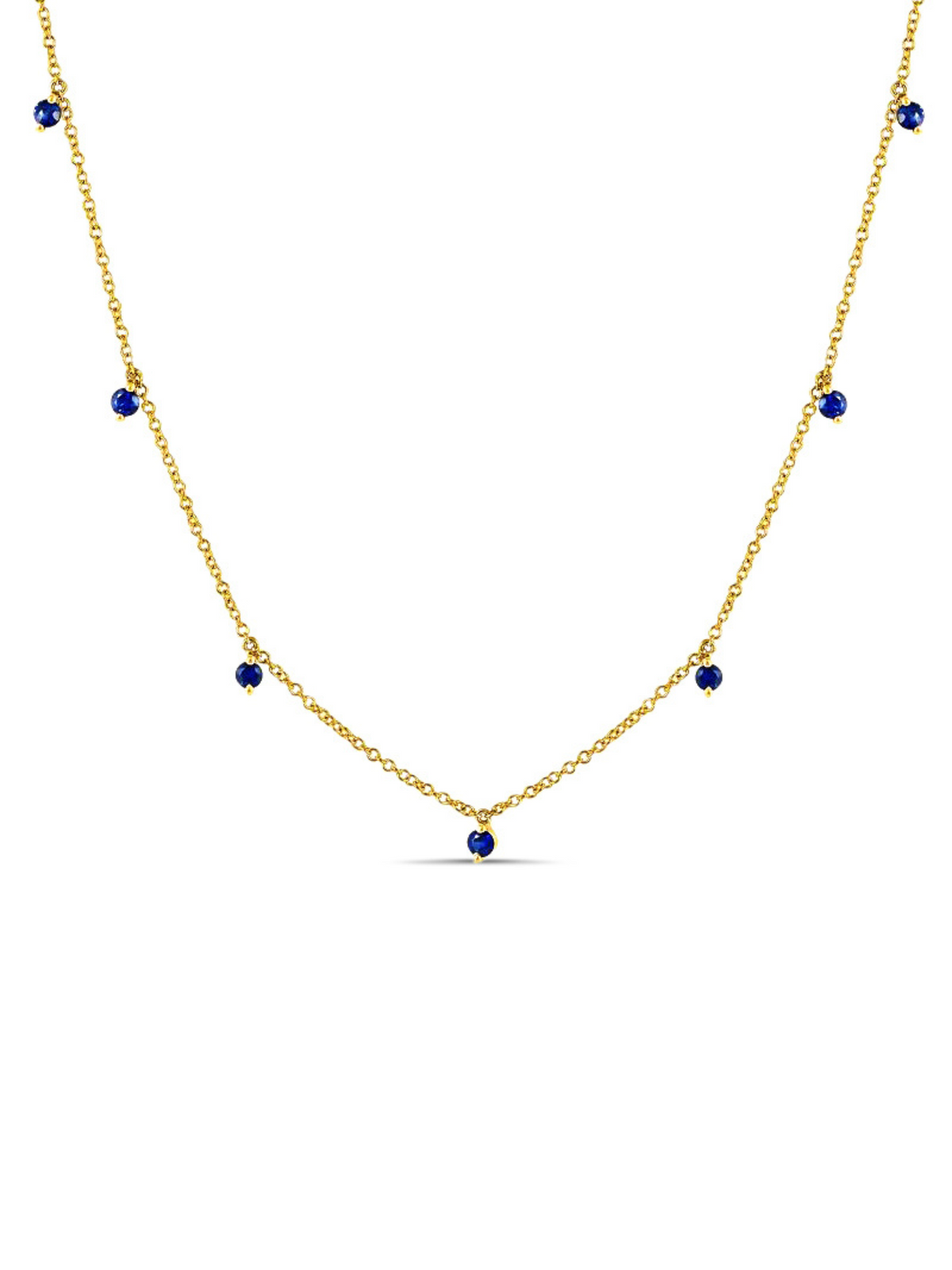 The Dot Layering Necklace - Blue Sapphire 14K
