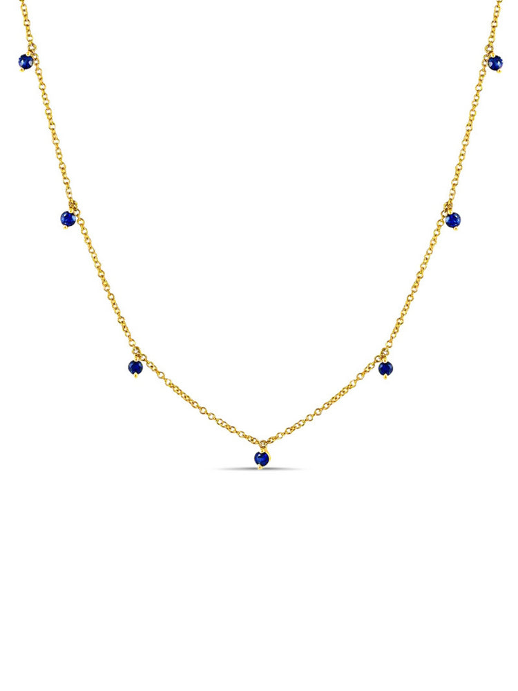 The Dot Layering Necklace - Blue Sapphire 14K