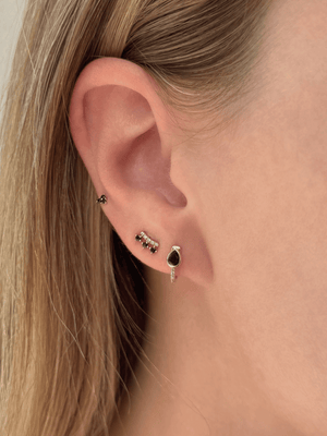 Pear Drop Huggie Earrings - Blue Sapphire 14K