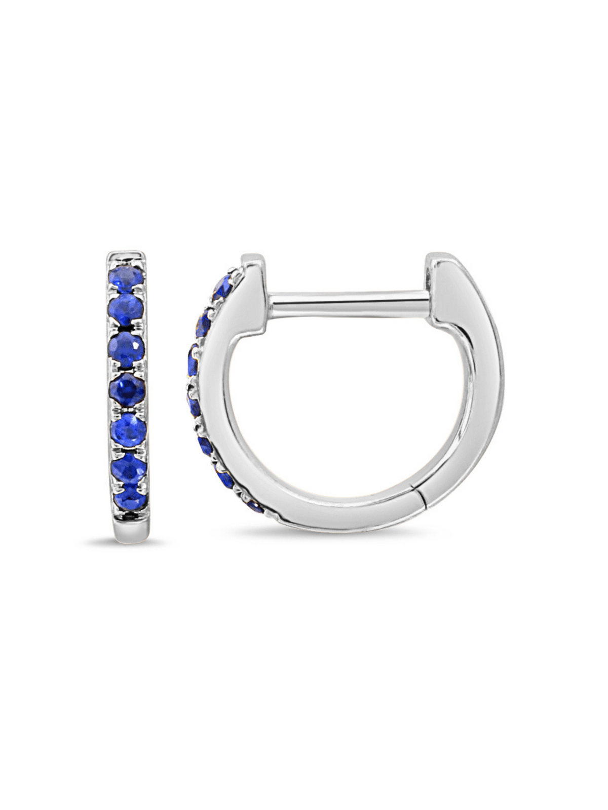 Blue Sapphire Huggie Earrings 14K