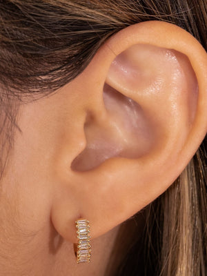 Brilliant Baguette Huggie Earring 14K