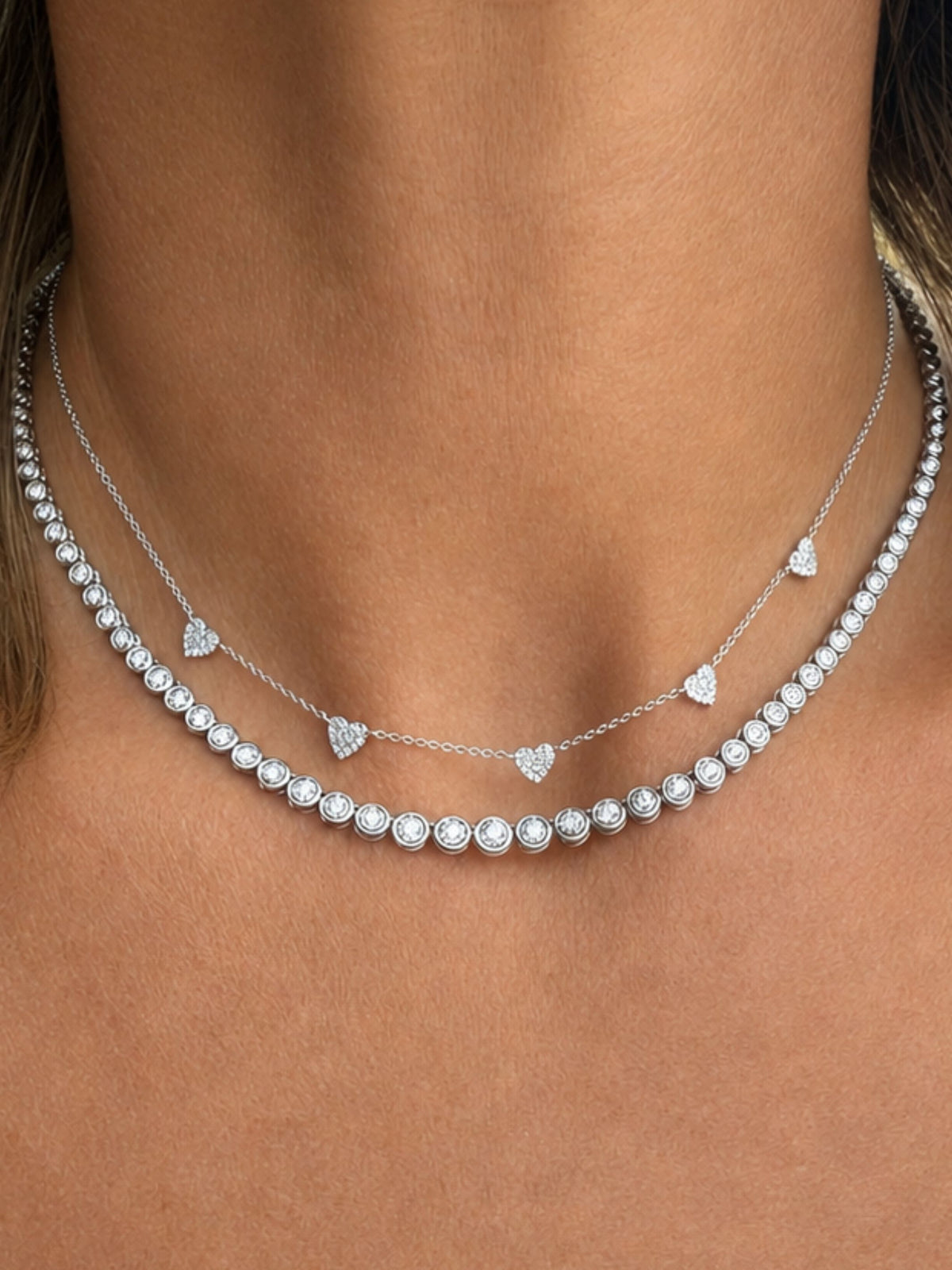 Bryn Bezel Graduated Tennis Necklace 14K